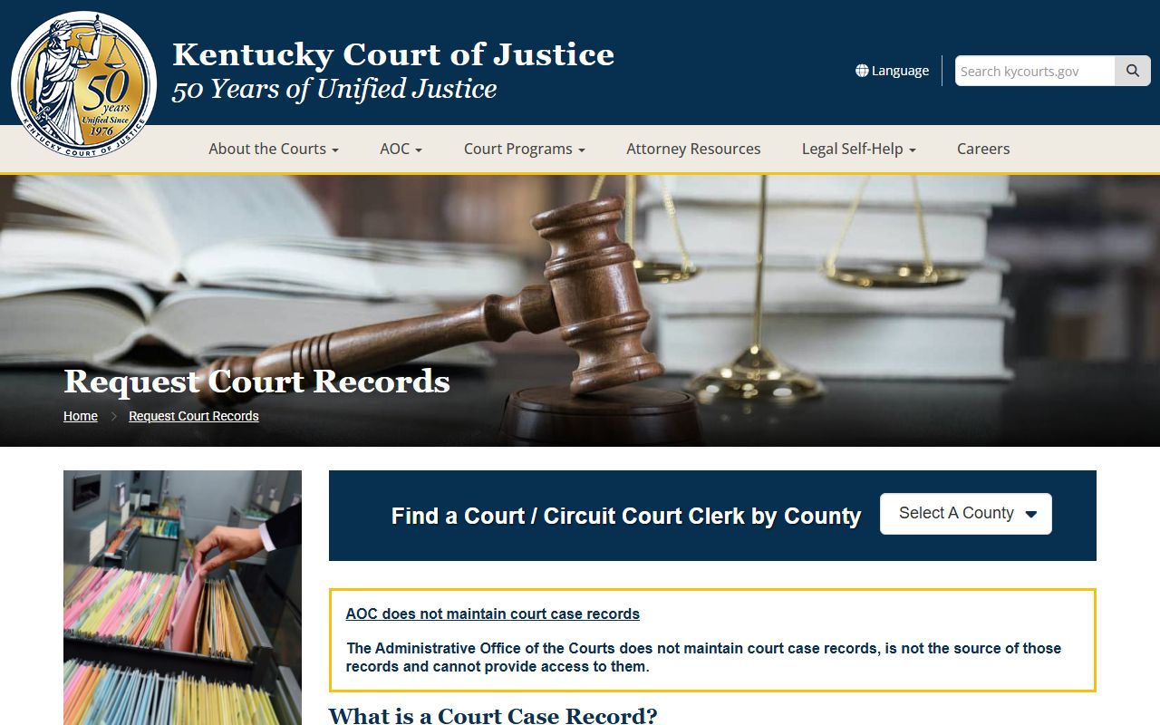 Trimble County court records request instructions from Kentucky Court of Justice