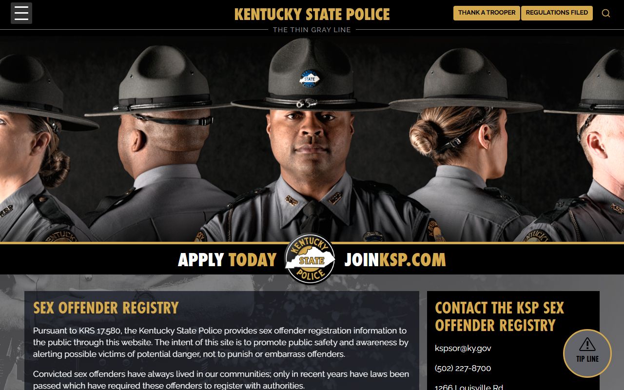 Trimble County criminal court records Kentucky State Police sex offender registry source