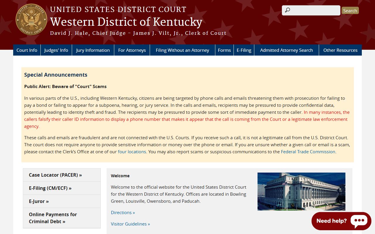 Trimble County probate records Western District of Kentucky district court