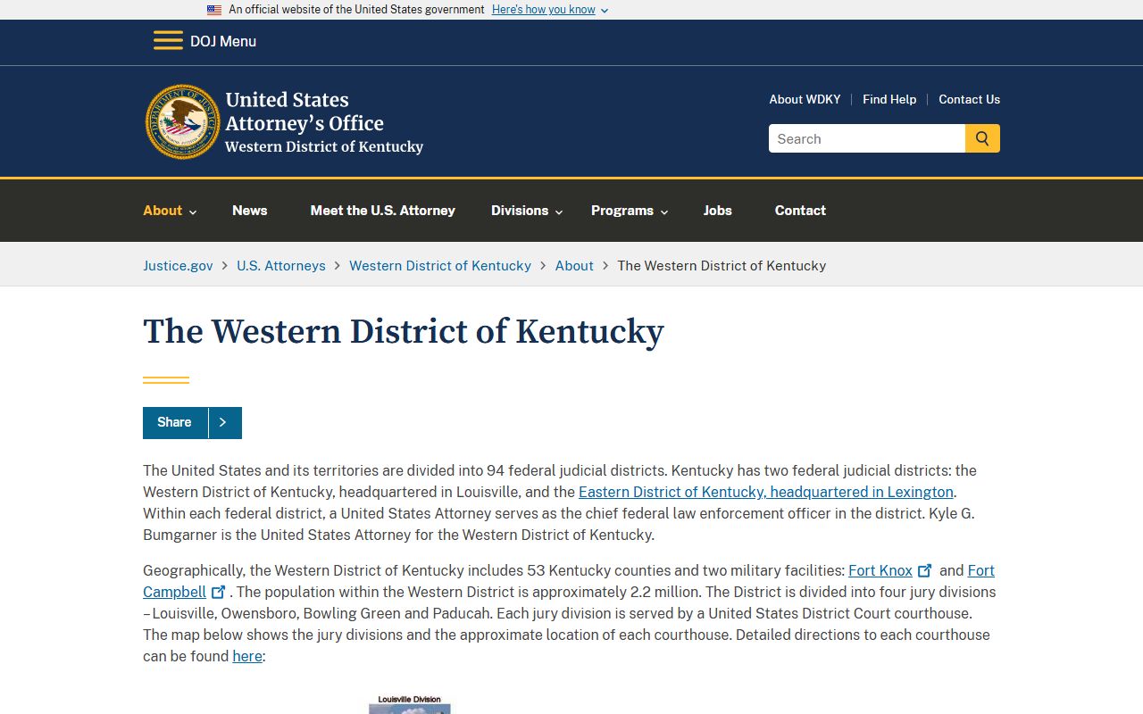 Trimble County traffic court records U.S. Attorney Western District Kentucky