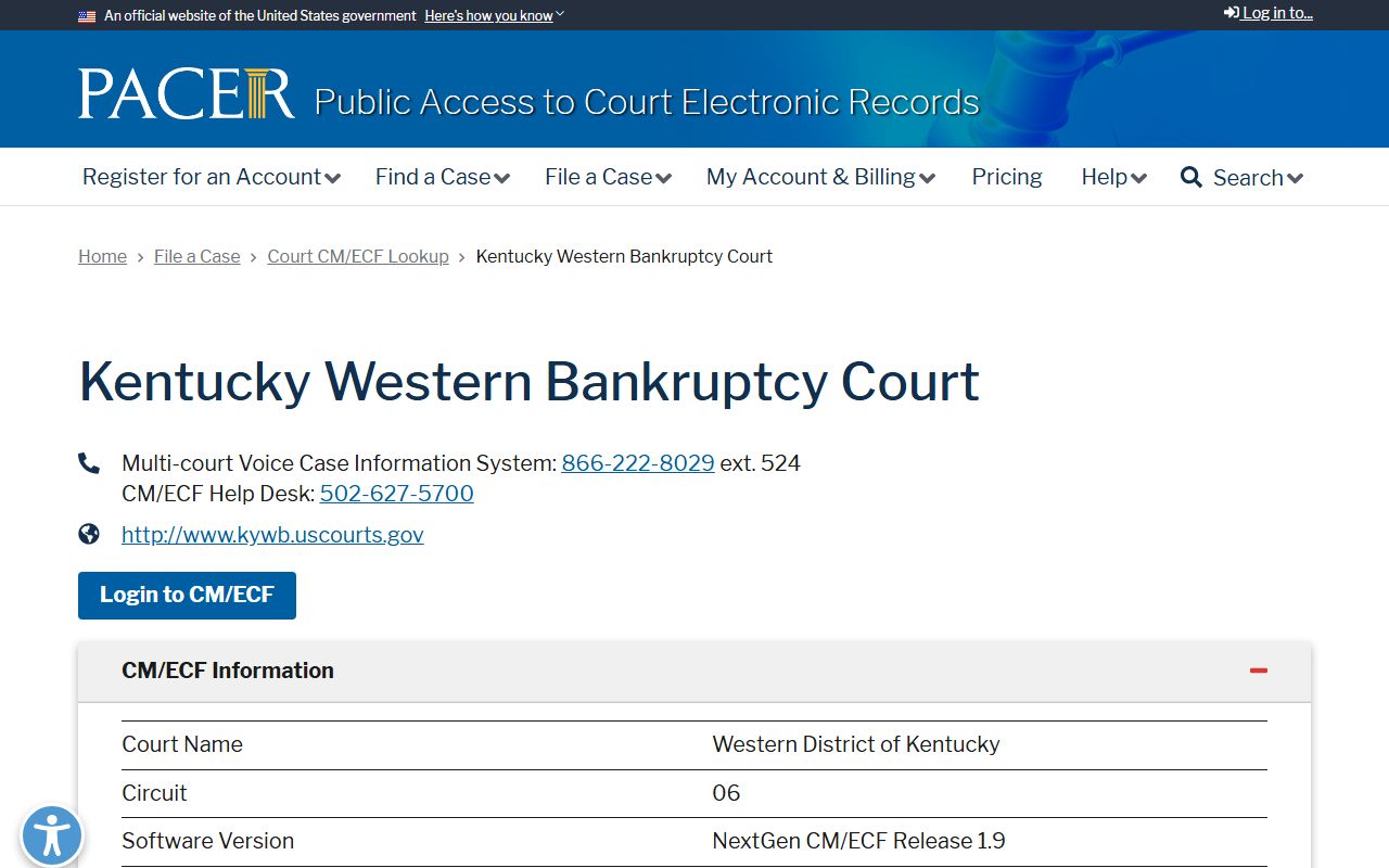 Trimble County traffic court records PACER Kentucky Western Bankruptcy CM ECF lookup